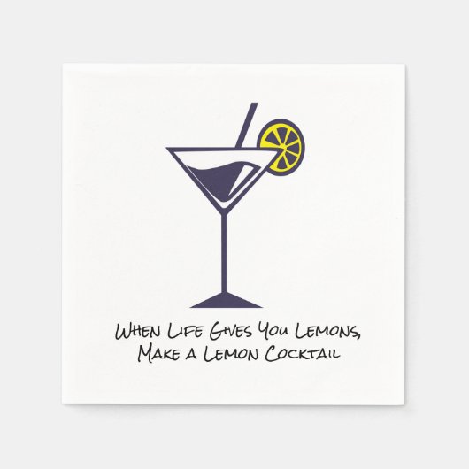 Serviette En Papier Tranches de citron et cocktails Napkin (Devant)
