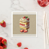 Serviette En Papier Tranches de fraises à gâteau court (En situation)