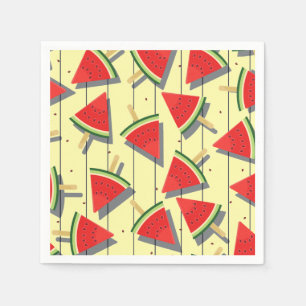 Serviette En Papier Tranches de pastèque d'été, motif rouge et vert