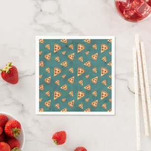 Serviette En Papier Tranches de pizza cool motif sarcelle vintage