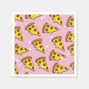 Serviette En Papier Tranches de pizza de style rétro en motif continu