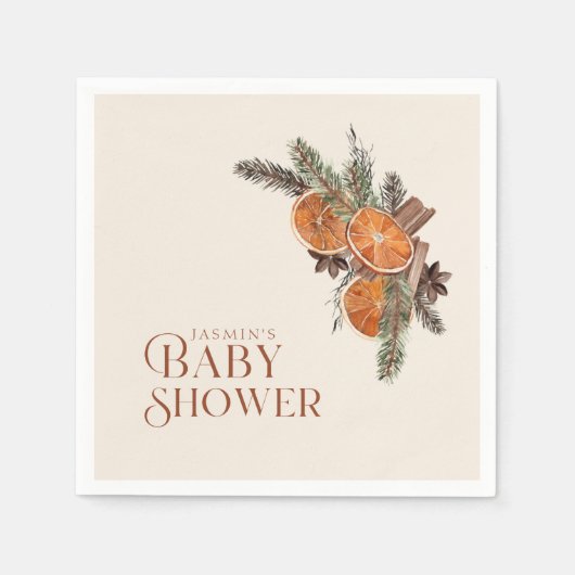 Serviette En Papier Tranches d'orange séchées simples et Baby shower d (Devant)