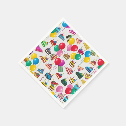 SERVIETTE EN PAPIER " TRANCHES ET BALLONS DE GÂTEAU " (Coin)