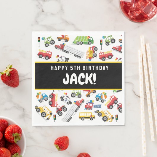 Serviette En Papier Transport Anniversaire Napkins Véhicule Napkins (En situation)