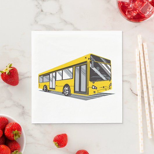 Serviette En Papier Transport en commun de bus urbain jaune gras