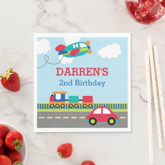 Serviette En Papier Transport Garçon Anniversaire de fête Napkins Pers (En situation)