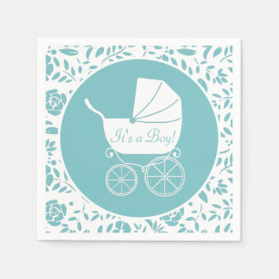 Serviette En Papier Transport vintage Baby shower Cute Blue Boy