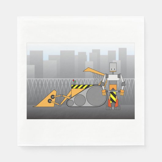 Serviette En Papier Travailleur de construction robotique (Devant)