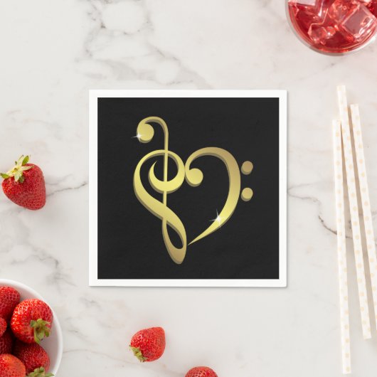 Serviette En Papier Treble clef, basse clef musique coeur amour (En situation)