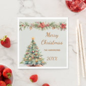 Serviette En Papier Tree garland red green Christmas Party luncheon (En situation)