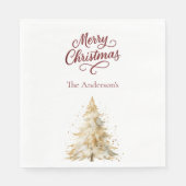 Serviette En Papier Tree snow white red script Christmas luncheon (Devant)