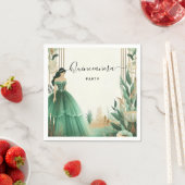 Serviette En Papier Trees Gold Mint Glam Emerald Green Quinceanera (En situation)