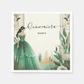 Serviette En Papier Trees Gold Mint Glam Emerald Green Quinceanera (Devant)