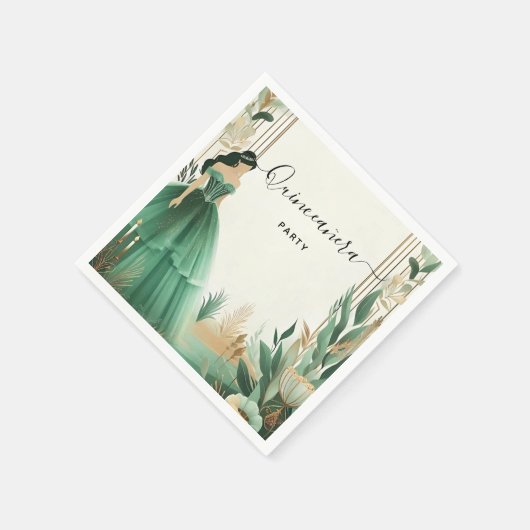 Serviette En Papier Trees Gold Mint Glam Emerald Green Quinceanera (Coin)