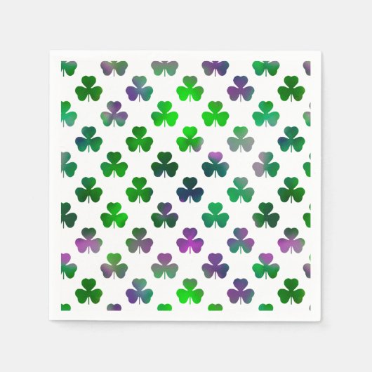 Serviette En Papier Trèfle Ton Vert Emeraude - Classique (Devant)