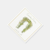 Serviette En Papier Treillis Orné avec Feuillage Vert et Or (Coin)