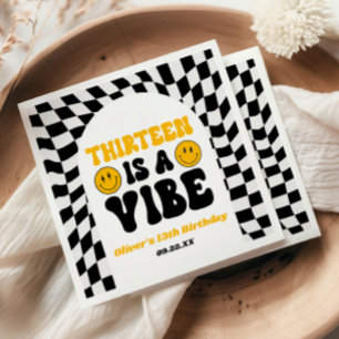 Serviette En Papier Treize Est Une Vibration Fête D'anniversaire Rétro