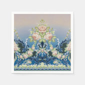 Serviette En Papier Trellis Midnight Bleu Rose Blanc Bouquets Dessert (Devant)
