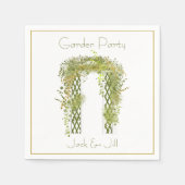 Serviette En Papier Trellis orné avec feuillage vert et or (Devant)