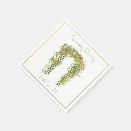 Serviette En Papier Trellis orné avec feuillage vert et or (Coin)