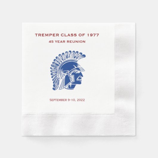 Serviette En Papier Tremper Trojan Reunion Graduation Blue Red  (Devant)