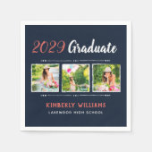 Serviette En Papier Trendy 3 Photo Collage Graduation Party (Devant)