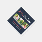 Serviette En Papier Trendy 3 Photo Collage Graduation Party (Coin)