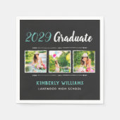 Serviette En Papier Trendy 3 Photo Collage Graduation Party (Devant)