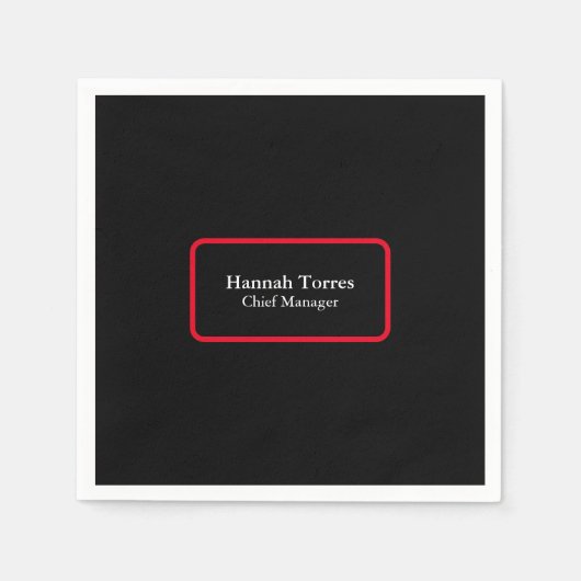 Serviette En Papier Trendy Black & Red Plain Créatif Moderne (Devant)