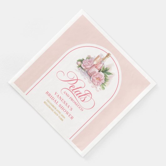 Serviette En Papier Trendy Blush and Gold Petals and Prosecco Napkins (Coin)