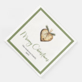 Serviette En Papier Trendy Bohemian Christmas Wreath in Botanical   (Coin)