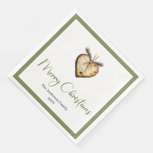 Serviette En Papier Trendy Bohemian Christmas Wreath in Botanical   (Coin)