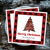 Serviette En Papier Trendy Buffalo Christmas Napkin Editable Design