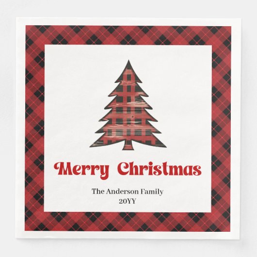 Serviette En Papier Trendy Buffalo Christmas Napkin Editable Design (Devant)