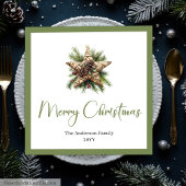 Serviette En Papier Trendy Chic Boho Christmas Tree in Botanical Style