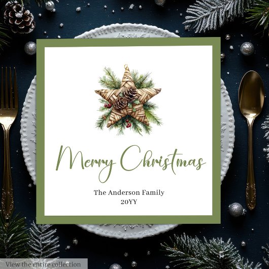 Serviette En Papier Trendy Chic Boho Christmas Tree in Botanical Style