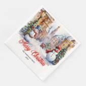 Serviette En Papier Trendy Christmas scene napkins warm festive hues (Coin)