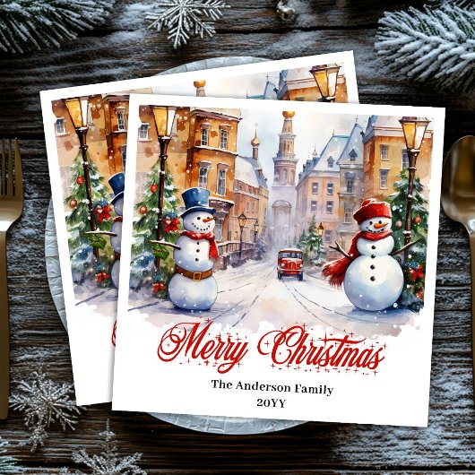 Serviette En Papier Trendy Christmas scene napkins warm festive hues