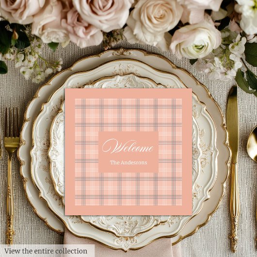 Serviette En Papier Trendy Coral Napkins Personalized Plaid Table Set