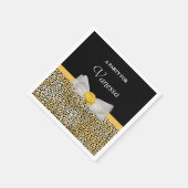 Serviette En Papier Trendy Jaune Cheetah Imprimer Bow fantaisie et nom (Coin)