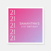 Serviette En Papier Trendy Modern Bold Pink Gradient 21st Birthday (Devant)