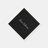Serviette En Papier Trendy Monogram | Name de script noir moderne (Coin)
