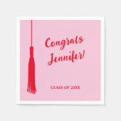 Serviette En Papier Trendy Pink & Red 2024 Grad Tassel Grad Grad Grad (Devant)