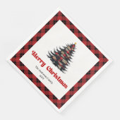 Serviette En Papier Trendy Red Black Plaid Napkin Custom Christmas (Coin)