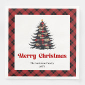 Serviette En Papier Trendy Red Black Plaid Napkin Custom Christmas (Devant)