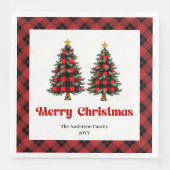 Serviette En Papier Trendy Red Black Plaid Napkin Personalized (Devant)