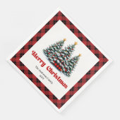 Serviette En Papier Trendy Red Black Tartan Napkin for Christmas (Coin)