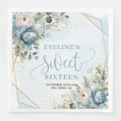 Serviette En Papier Trendy Sweet Sixteen Dusty Blue Greenery Table (Devant)