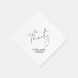 Serviette En Papier Trente ans d'argent   Fête d'anniversaire des 30 a