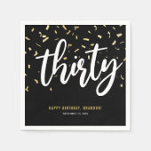 Serviette En Papier Trente Black Gold 30e fête d'anniversaire (Devant)